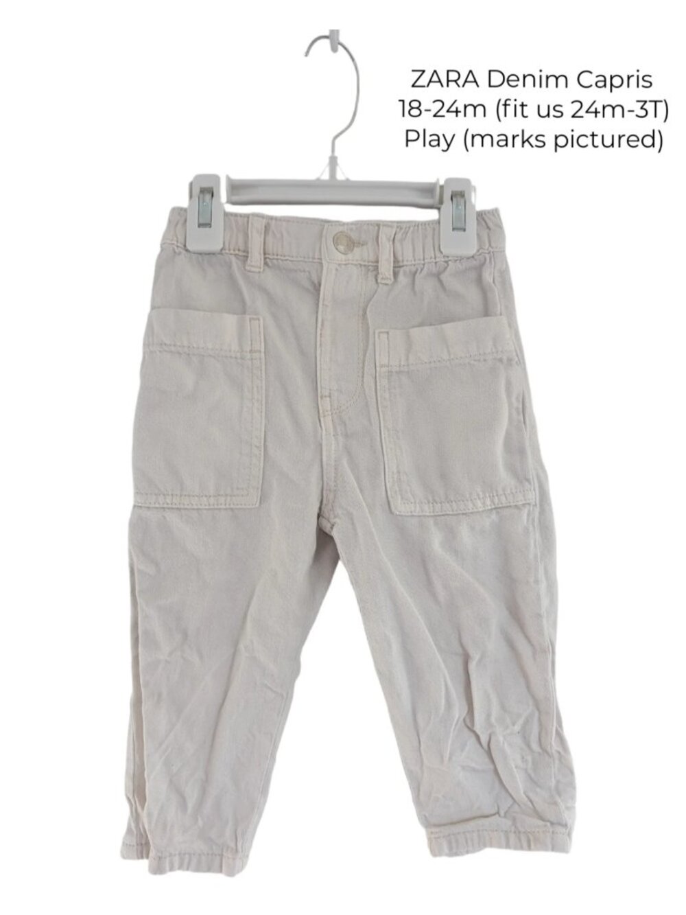 ZARA White Capris Jeans 18M 24M 2T 3T Baby Clothing Small Shop